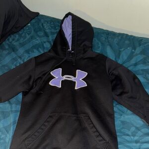 Under Armour Black Hoodie with Purple Logo